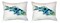 Pair of Betsy Drake Blue Koi No Cord Pillows 16 Inch X 20 Inch